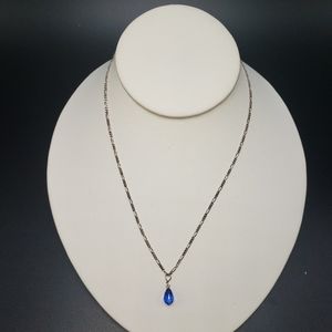 Sterling silver chain with blue pendant